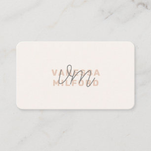 Monogram Elegany Elfenbeincreme Moderne Minimalist Visitenkarte