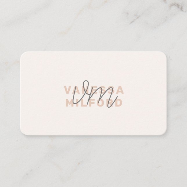 Monogram Elegany Elfenbeincreme Moderne Minimalist Visitenkarte (Vorderseite)
