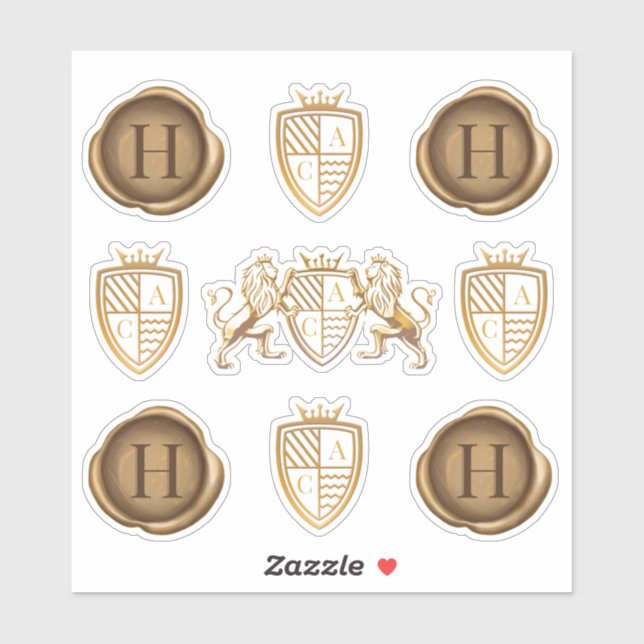 Monogram-Emblem und Gold-Wax-Siegel der Familie Li Aufkleber (Blatt)