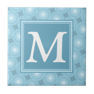 Monogram Engelblau-Kreismuster Fliese