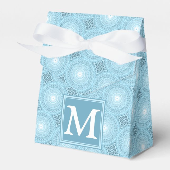 Monogram Engelblau-Kreismuster Geschenkschachtel (Vorderseite)