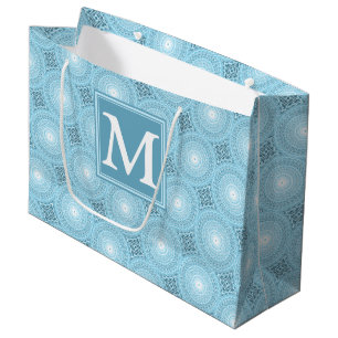 Monogram Engelblau-Kreismuster Große Geschenktüte