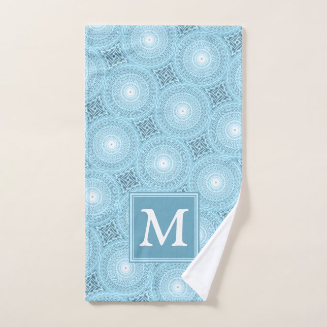 Monogram Engelblau-Kreismuster Handtuch (Handtuch)