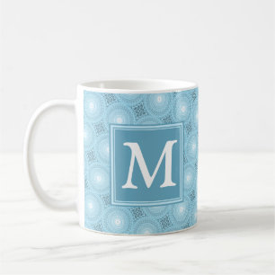 Monogram Engelblau-Kreismuster Kaffeetasse