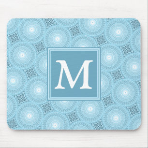 Monogram Engelblau-Kreismuster Mousepad