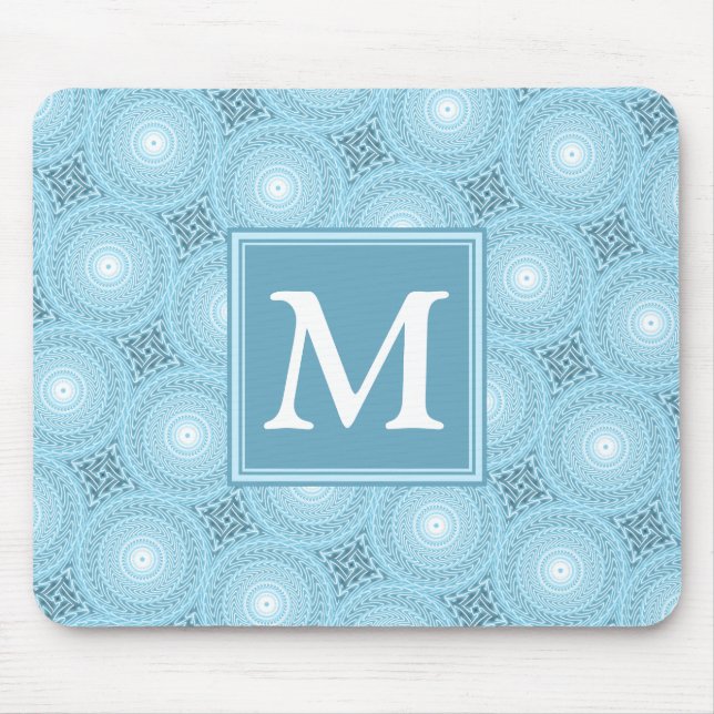 Monogram Engelblau-Kreismuster Mousepad (Vorne)