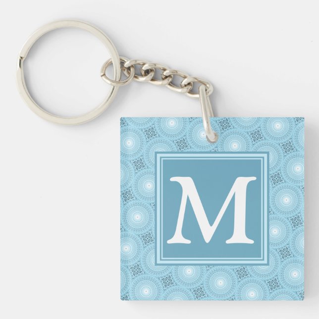 Monogram Engelblau-Kreismuster Schlüsselanhänger (Vorderseite)