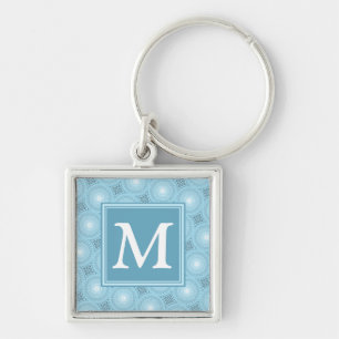 Monogram Engelblau-Kreismuster Schlüsselanhänger