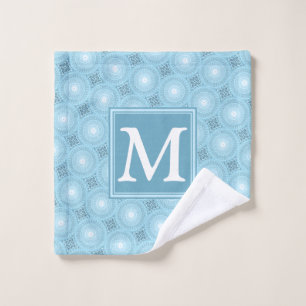 Monogram Engelblau-Kreismuster Waschlappen