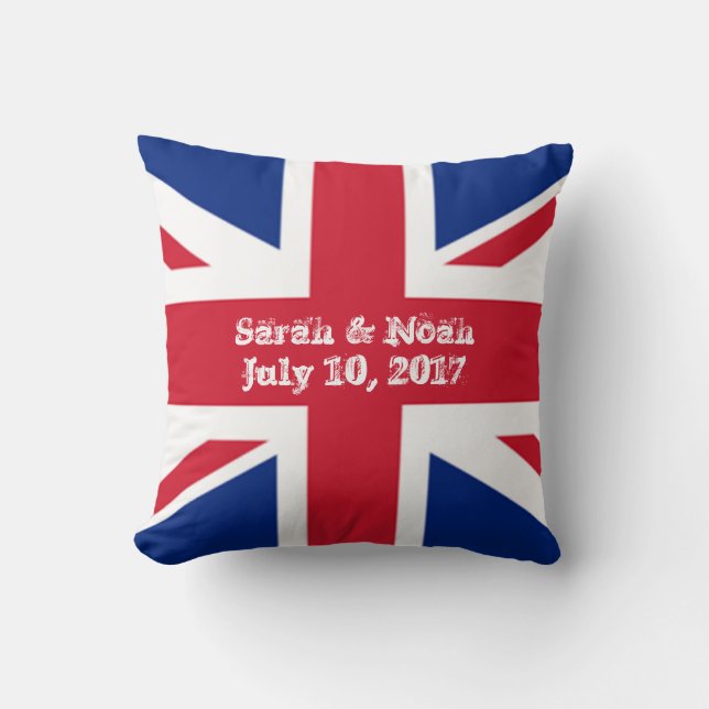 Monogram England Union Jack Wedding Kissen (Vorderseite)