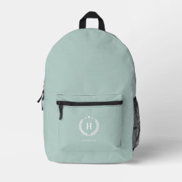 Monogram Enteneigelb Grüner Stylischer Moderner Mi Bedruckter Rucksack