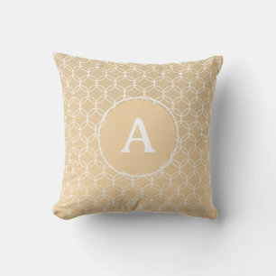 Monogram erste Minimal Biege Gold Geometric Kissen