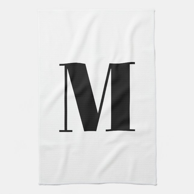Monogram Erstschwarz-weiß modern Geschirrtuch (Vertikal)
