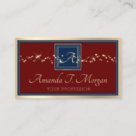 Monogram Event Planer Golden Frame Burgundy Blue Visitenkarte