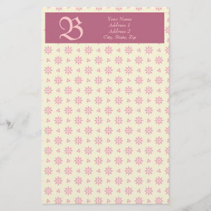 Monogram Eyelet Ecru & Pink Stationery Briefpapier
