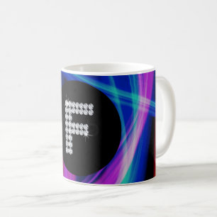 Monogram F Diamond Neon farbenfrohe Hintergrundble Kaffeetasse