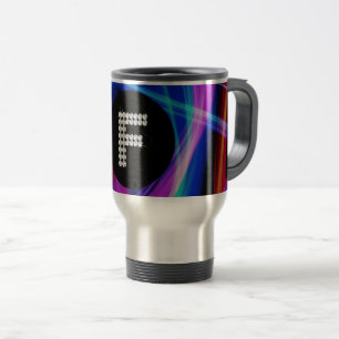 Monogram F Diamond Neon farbenfrohe Hintergrundble Reisebecher