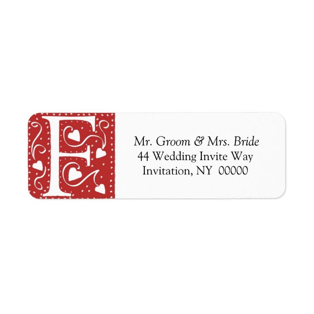 Monogram F Hearts Red White Wedors - Rückgabe der  (Vorne)