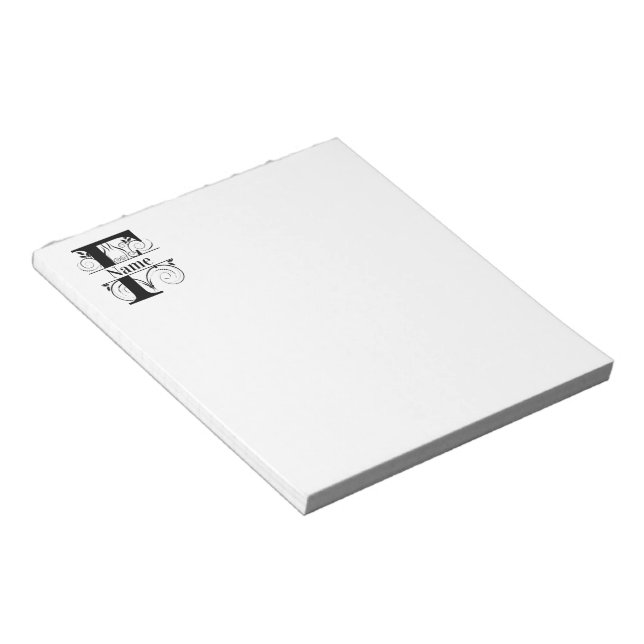 Monogram F Initial Stationary Desk Notepad Notizblock (angewinkelt)