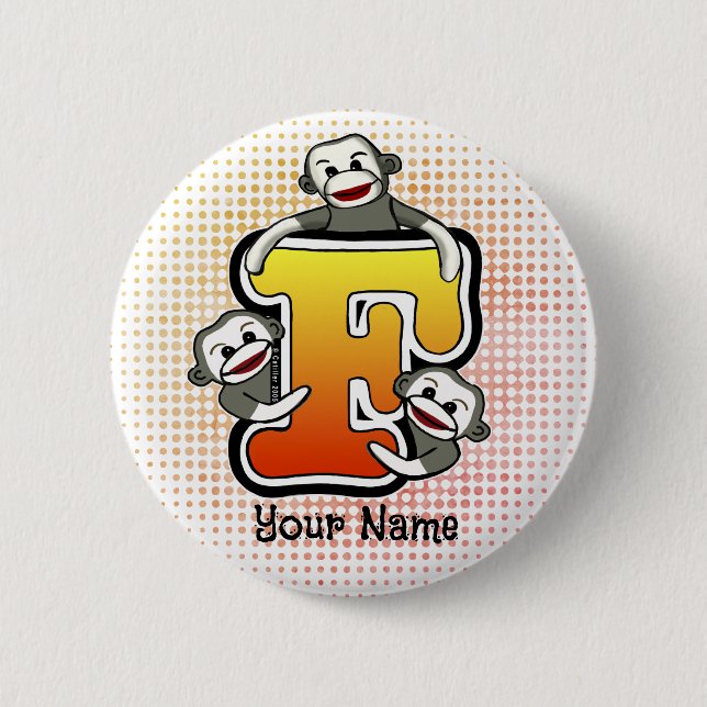 Monogram F Sock Monkey Button (Vorderseite)