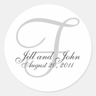 Monogram F Wedding White Bride Groom Siegel Sticke Runder Aufkleber