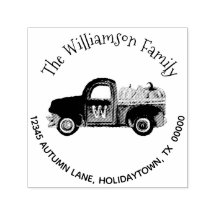 Monogram Fall Pumpkin Rustic Truck Rücksendeadress