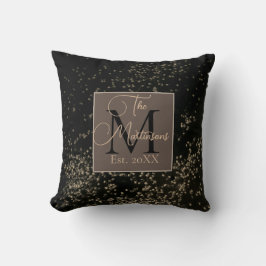 Monogram Familienname Gold Confetti Kissen