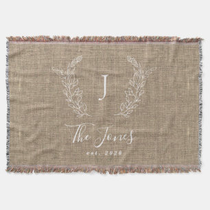 Monogram Familienname personalisiert rustikale Jut Decke