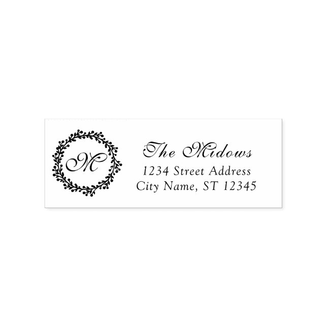 Monogram Familienname UAWG Adress Royal Wreath Lux Gummistempel (Prägung)