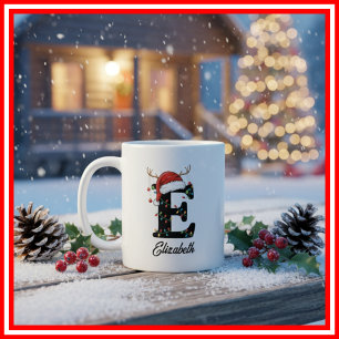 Monogram Family Christmas Antlers Weihnachtsmannmü Kaffeetasse
