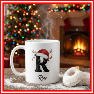 Monogram Family Christmas Antlers Weihnachtsmannmü Kaffeetasse