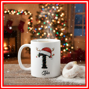 Monogram Family Christmas Antlers Weihnachtsmannmü Kaffeetasse