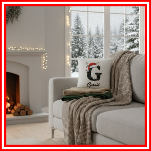Monogram Family Christmas Antlers Weihnachtsmannmü Kissen