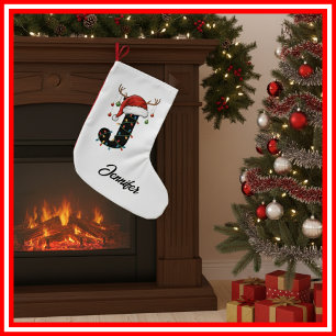 Monogram Family Christmas Antlers Weihnachtsmannmü Kleiner Weihnachtsstrumpf