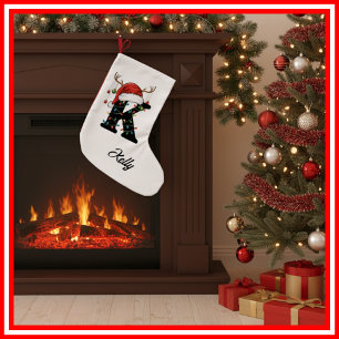 Monogram Family Christmas Antlers Weihnachtsmannmü Kleiner Weihnachtsstrumpf