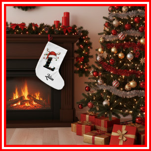 Monogram Family Christmas Antlers Weihnachtsmannmü Kleiner Weihnachtsstrumpf