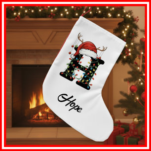 Monogram Family Christmas Antlers Weihnachtsmannmü Kleiner Weihnachtsstrumpf