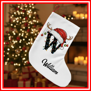 Monogram Family Christmas Antlers Weihnachtsmannmü Kleiner Weihnachtsstrumpf