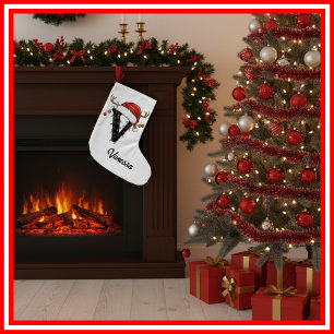 Monogram Family Christmas Antlers Weihnachtsmannmü Kleiner Weihnachtsstrumpf