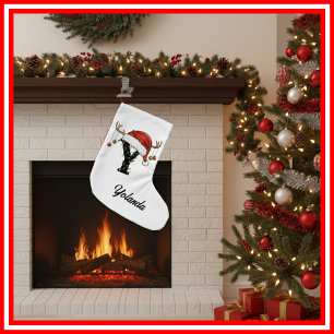 Monogram Family Christmas Antlers Weihnachtsmannmü Kleiner Weihnachtsstrumpf
