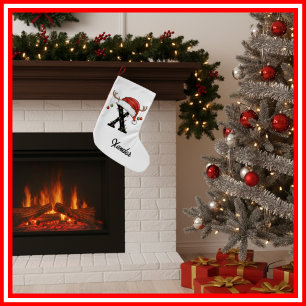 Monogram Family Christmas Antlers Weihnachtsmannmü Kleiner Weihnachtsstrumpf