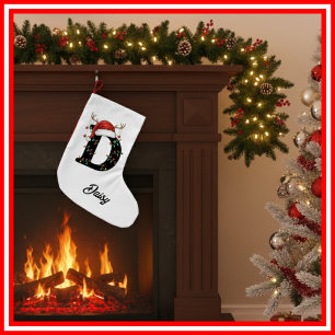 Monogram Family Christmas Antlers Weihnachtsmannmü Kleiner Weihnachtsstrumpf