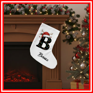 Monogram Family Christmas Antlers Weihnachtsmannmü Kleiner Weihnachtsstrumpf