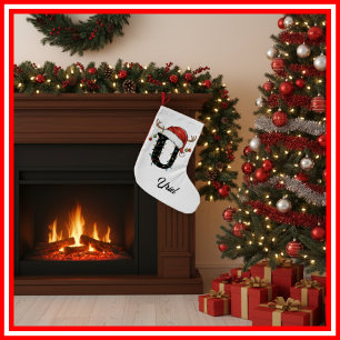 Monogram Family Christmas Antlers Weihnachtsmannmü Kleiner Weihnachtsstrumpf