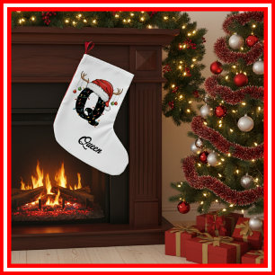 Monogram Family Christmas Antlers Weihnachtsmannmü Kleiner Weihnachtsstrumpf