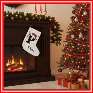 Monogram Family Christmas Antlers Weihnachtsmannmü Kleiner Weihnachtsstrumpf