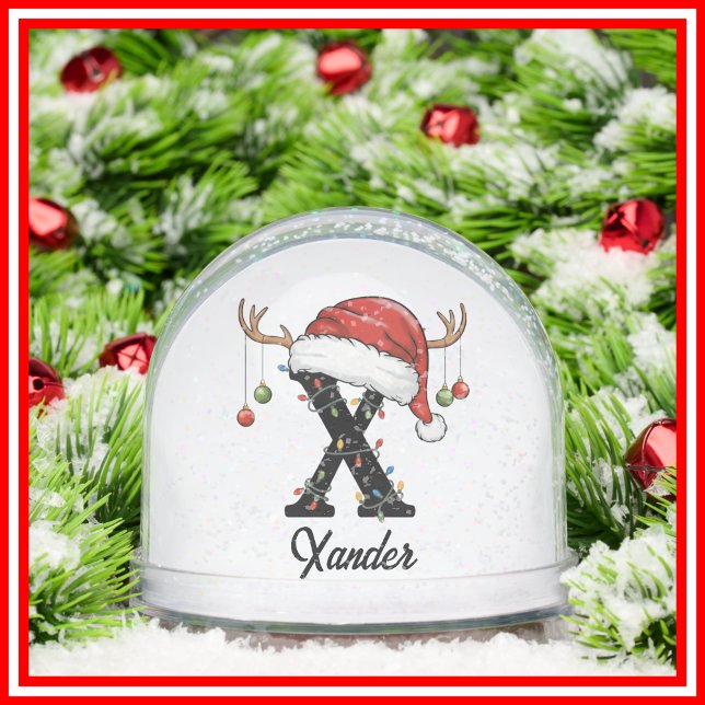 Monogram Family Christmas Antlers Weihnachtsmannmü Schneekugeln (Von Creator hochgeladen)