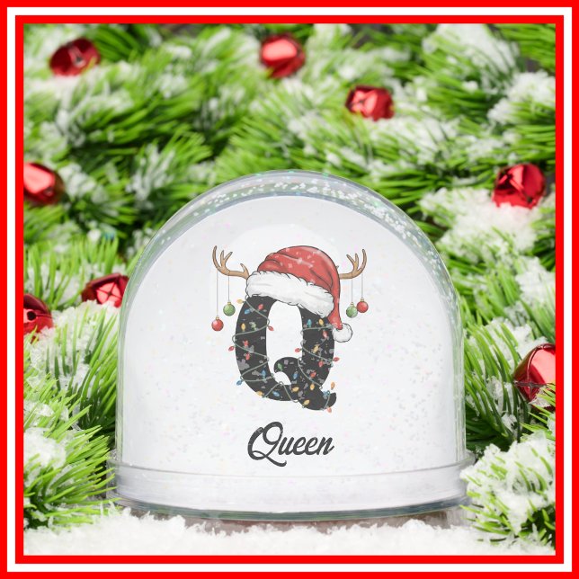 Monogram Family Christmas Antlers Weihnachtsmannmü Schneekugeln (Von Creator hochgeladen)