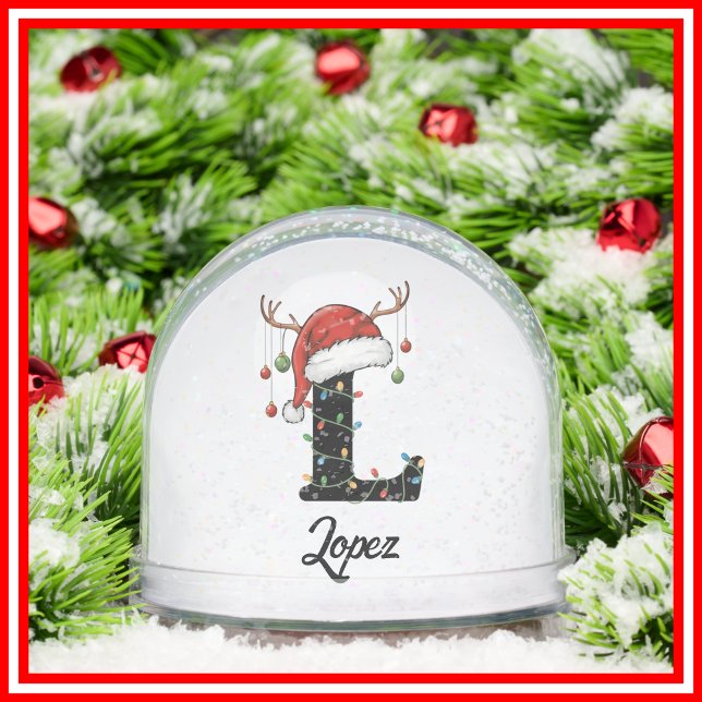 Monogram Family Christmas Antlers Weihnachtsmannmü Schneekugeln (Von Creator hochgeladen)