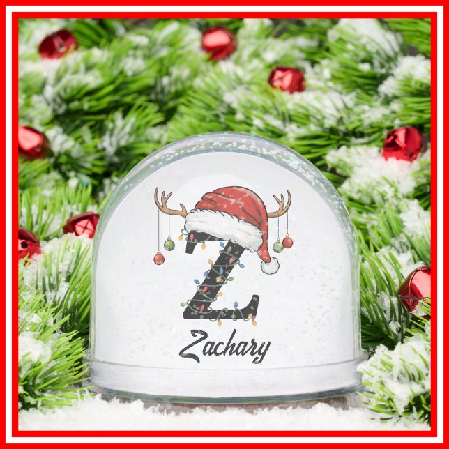 Monogram Family Christmas Antlers Weihnachtsmannmü Schneekugeln (Von Creator hochgeladen)